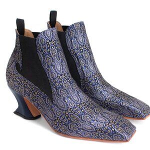 Fluevog Baroness Blue Paisley 8.5